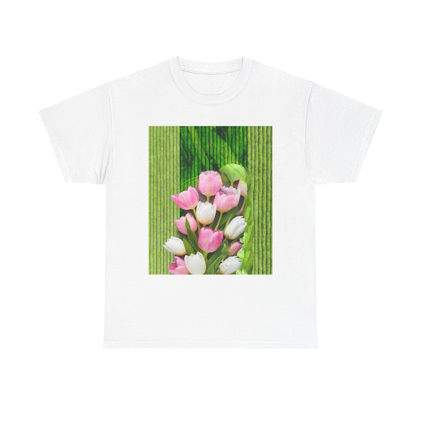 Textured Tulips Unisex Heavy Cotton Tee - Vibrant Spring Blossom T-Shirt, Everyday Wear, Gift for Plant Lovers, Mother's Day Apparel, [...]