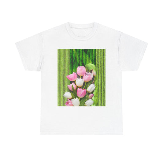 Textured Tulips Unisex Heavy Cotton Tee - Vibrant Spring Blossom T-Shirt, Everyday Wear, Gift for Plant Lovers, Mother's Day Apparel, [...]