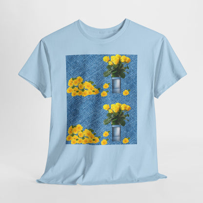 Sunflower double the pretty Bouquet Unisex Heavy Cotton Tee, Floral Graphic Tee, Casual Wear, Gift for Her, Summer Fashion, Eco-Friendly T-Shirt