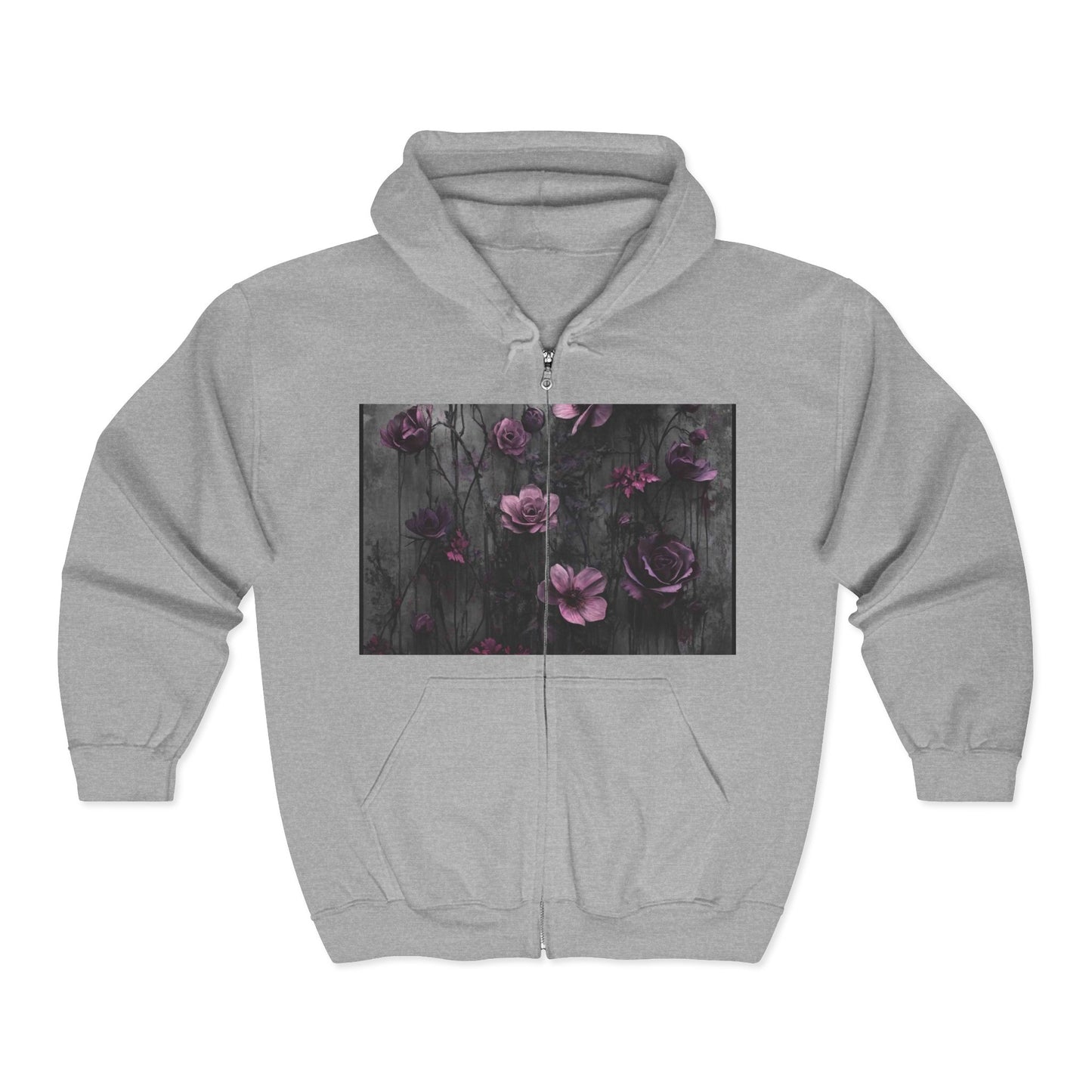 Floral Art Full Zip Hoodie, Cozy Zip-Up Sweatshirt, Great for Fall Fashion, Gift for Her, Perfect for Layering, Everyday Comfort