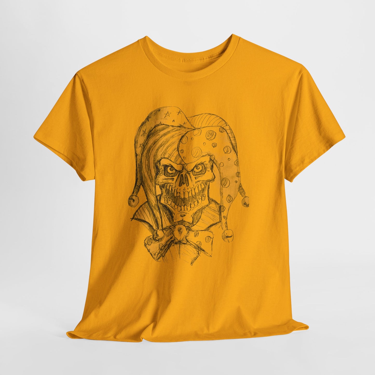 Skull Jester Sketch T-Shirt — Gothic Horror Skull Joker Tee