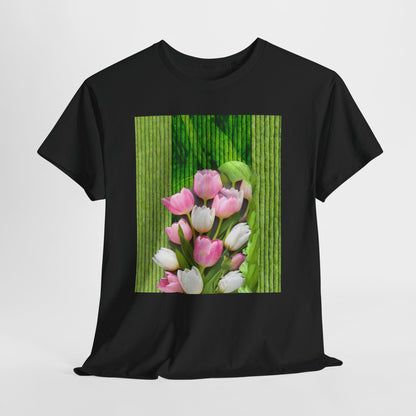 Textured Tulips Unisex Heavy Cotton Tee - Vibrant Spring Blossom T-Shirt, Everyday Wear, Gift for Plant Lovers, Mother's Day Apparel, [...]