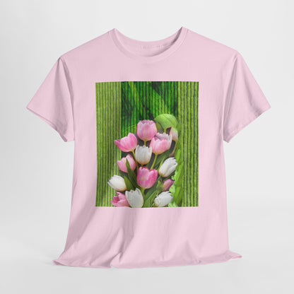 Textured Tulips Unisex Heavy Cotton Tee - Vibrant Spring Blossom T-Shirt, Everyday Wear, Gift for Plant Lovers, Mother's Day Apparel, [...]