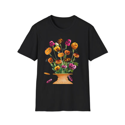 Halloween Pumpkin Bouquet T-Shirt, Cute Fall Tee, Unisex Graphic Shirt, Ideal for Halloween Parties, Seasonal Gift Idea