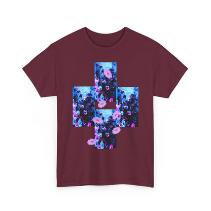 Floral Blue Cross T-Shirt — Vintage Indie Floral Graphic Tee