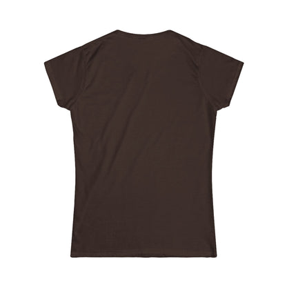 Playful tabby reaches for pink moon Women's Softstyle Tee