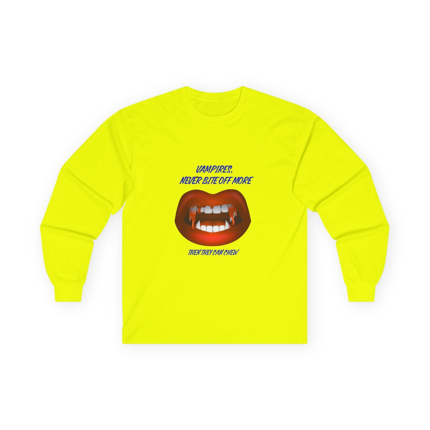 Vampire Humor Long Sleeve Tee, Unisex Halloween T-Shirt, Spooky Party, Funny Gift, Graphic Tee for Vampire Lovers, Casual Wear
