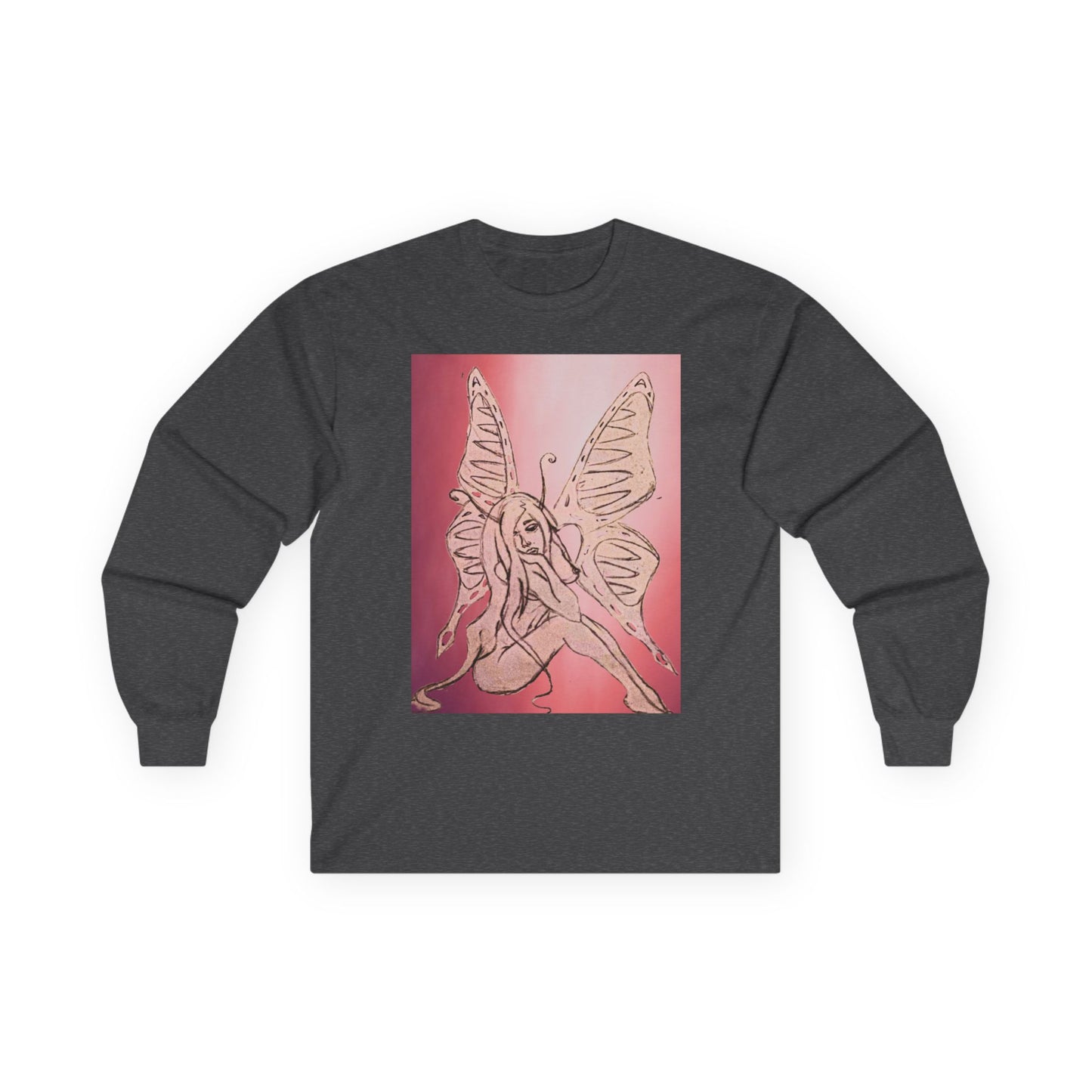 Butterfly Fairy Long Sleeve Tee — Ethereal Pink Graphic Shirt