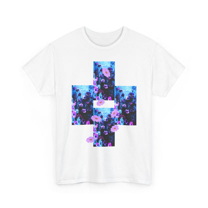 Floral Blue Cross T-Shirt — Vintage Indie Floral Graphic Tee