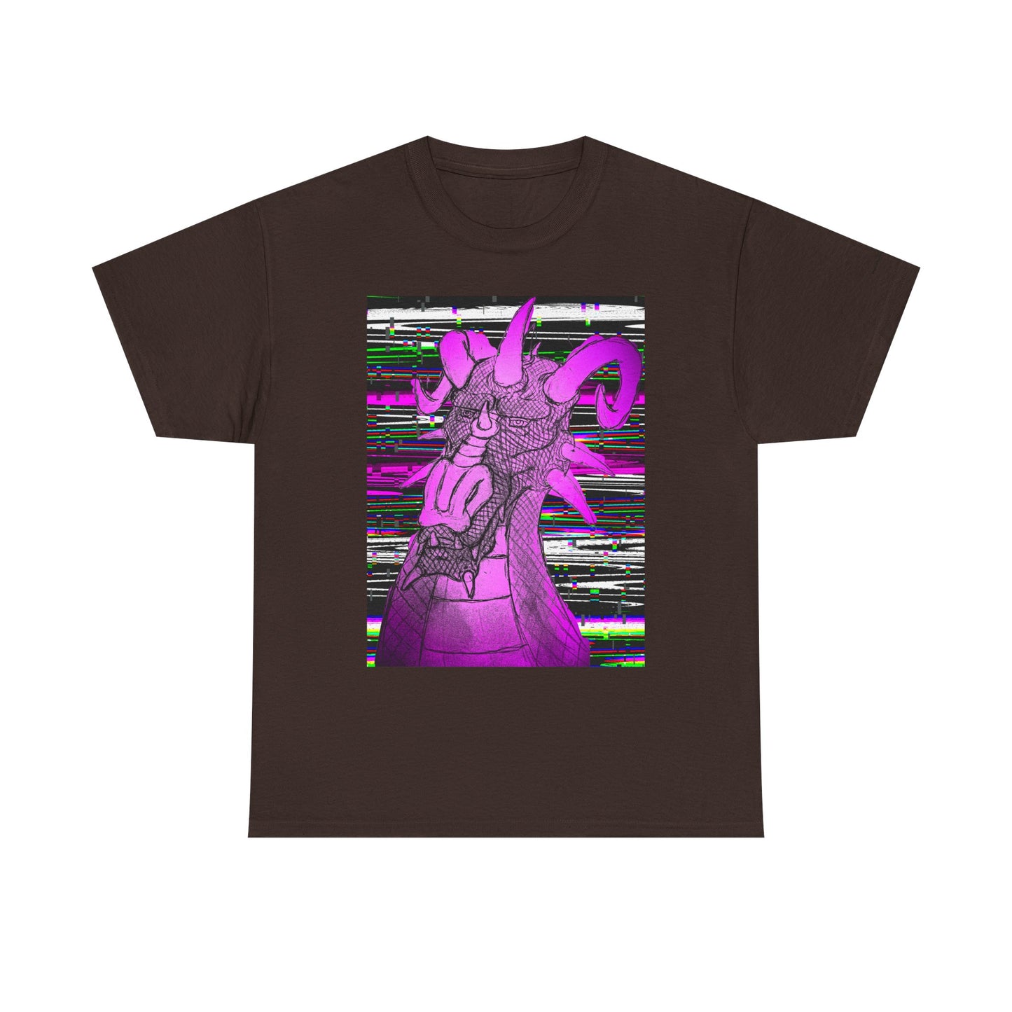 Vaporwave Dragon T-Shirt — Glitch Art Neon Purple Dragon Tee