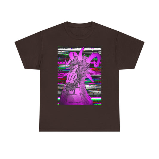 Vaporwave Dragon T-Shirt — Glitch Art Neon Purple Dragon Tee