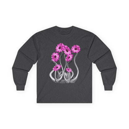 Long Sleeve Tee — Pink Floral Tentacle Garden Graphic