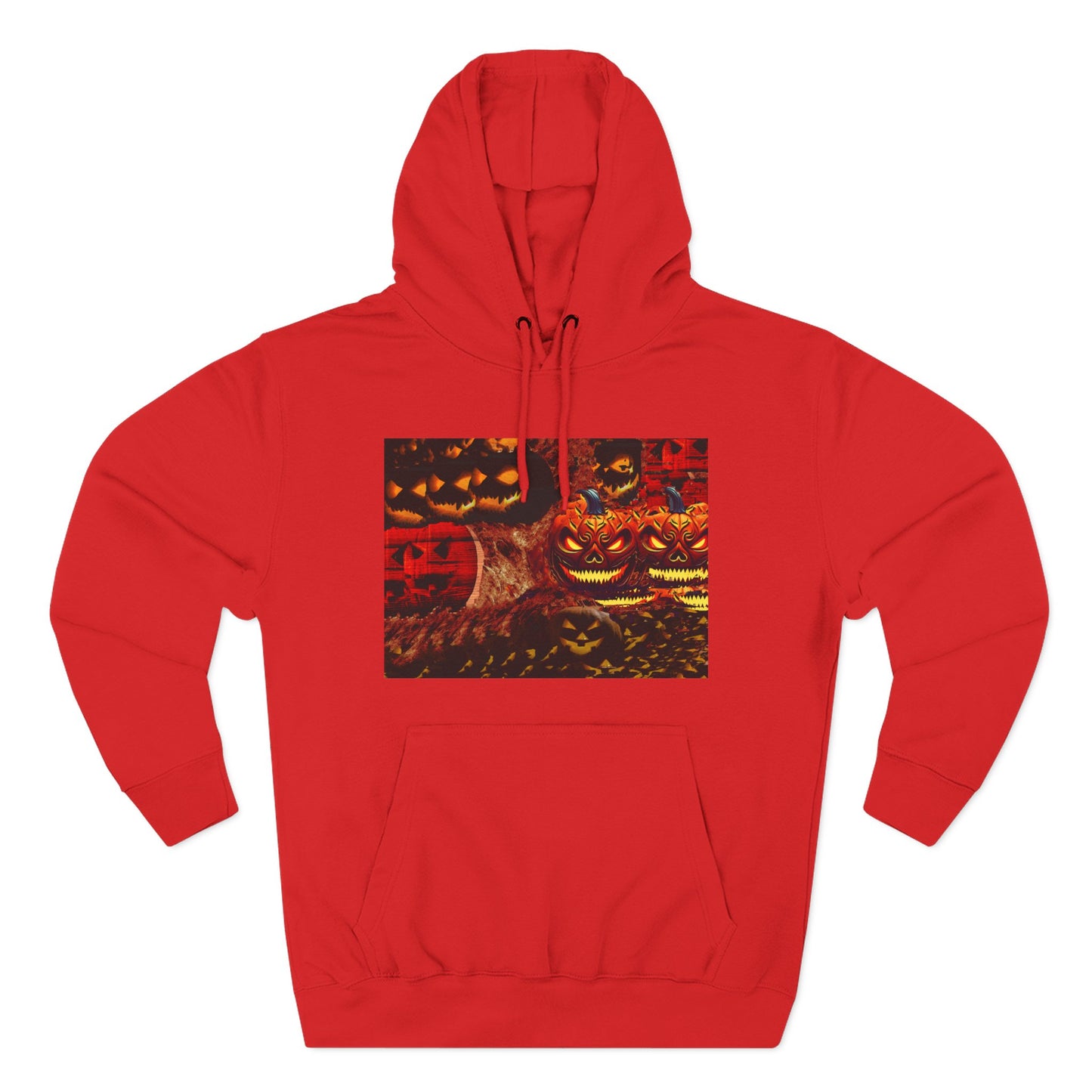 Halloween Distorted Pumpkin Three-Panel Fleece Hoodie