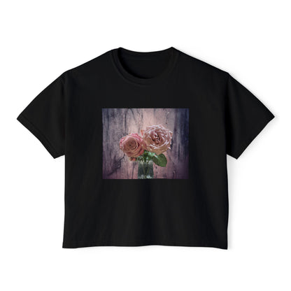 Floral Women's Boxy Tee, Casual Top, Gift for Her, Summer Style, Vintage Bloom Graphic Tee, Everyday Wear