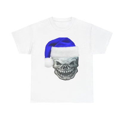 Skull in Blue Santa Hat T-Shirt