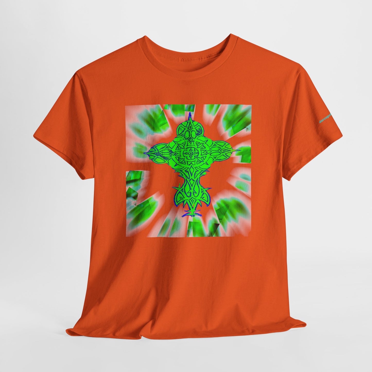 Celtic Green Cross T-Shirt — Vibrant Celtic Knotwork Tee