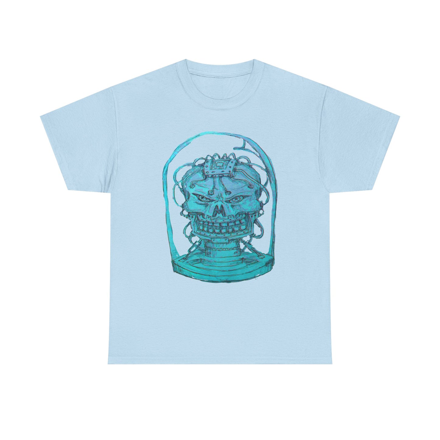 Vibrant Turquoise skull original design Unisex Heavy Cotton Tee