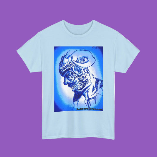 Blue Surreal Demon Horned Portrait Tee