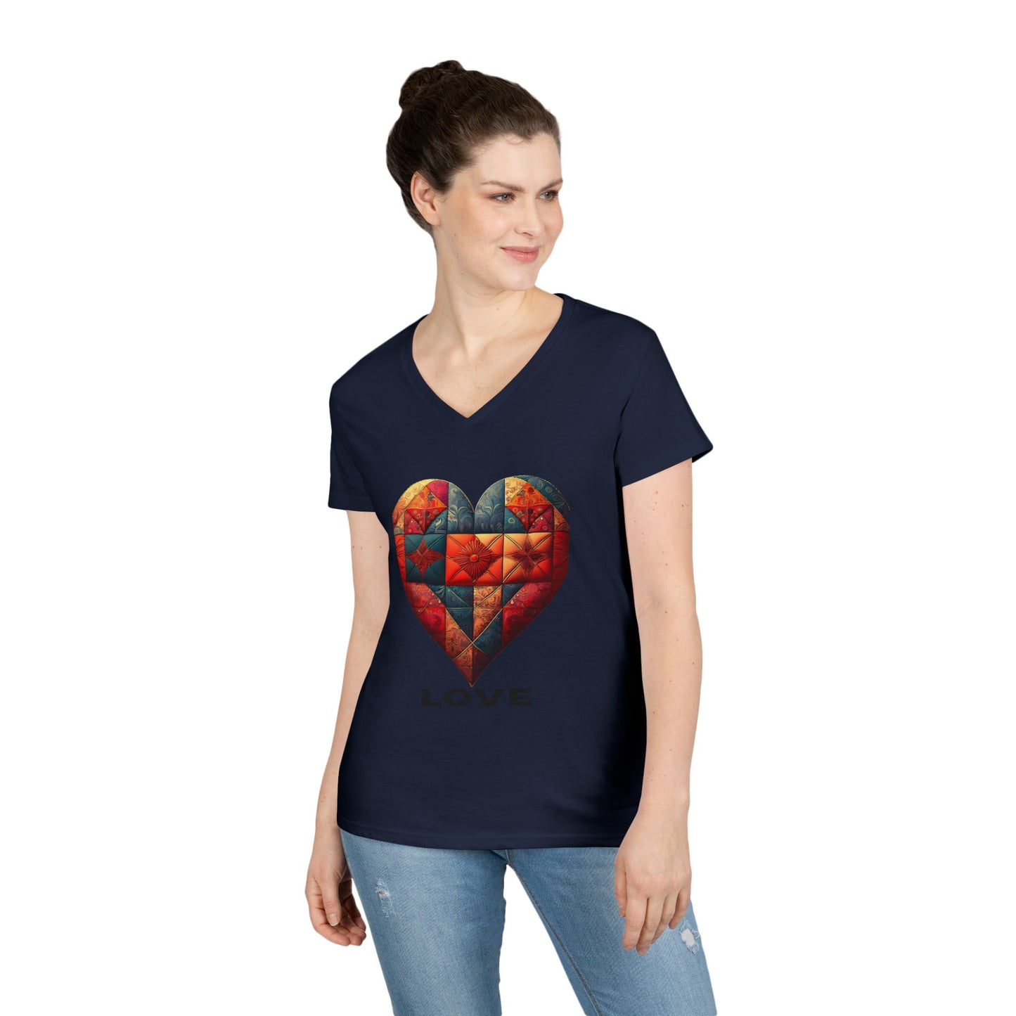 Love Patchwork Heart V-Neck Tee