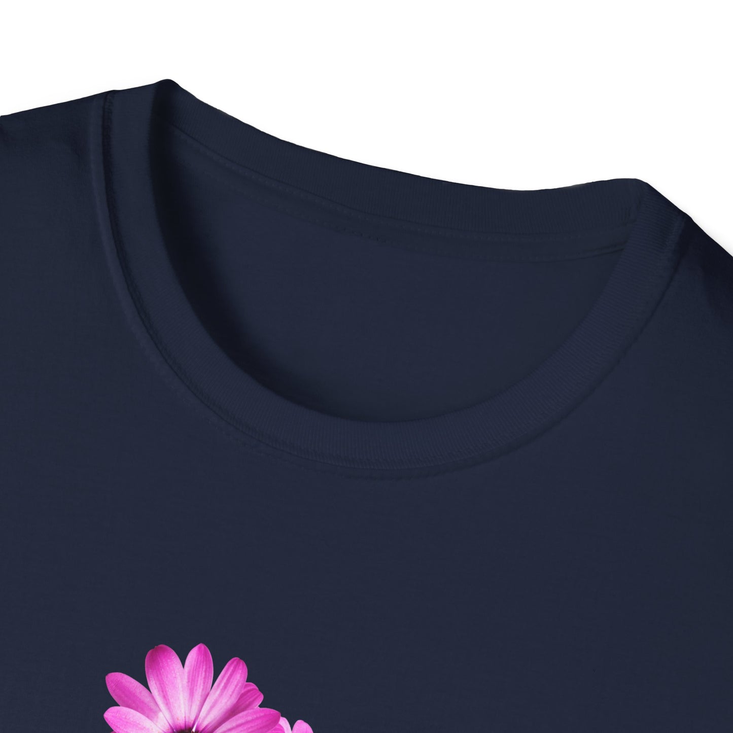 Floral Metal Futuristic Twist T‑Shirt — Pink Daisy Vine Graphic Tee