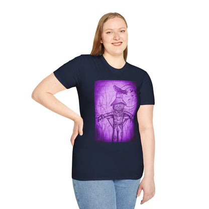 Purple Scarecrow Unisex Tee | Softstyle T-Shirt | Gothic Art, Fall Fashion, Halloween Shirt, Casual Wear, Scarecrow Design
