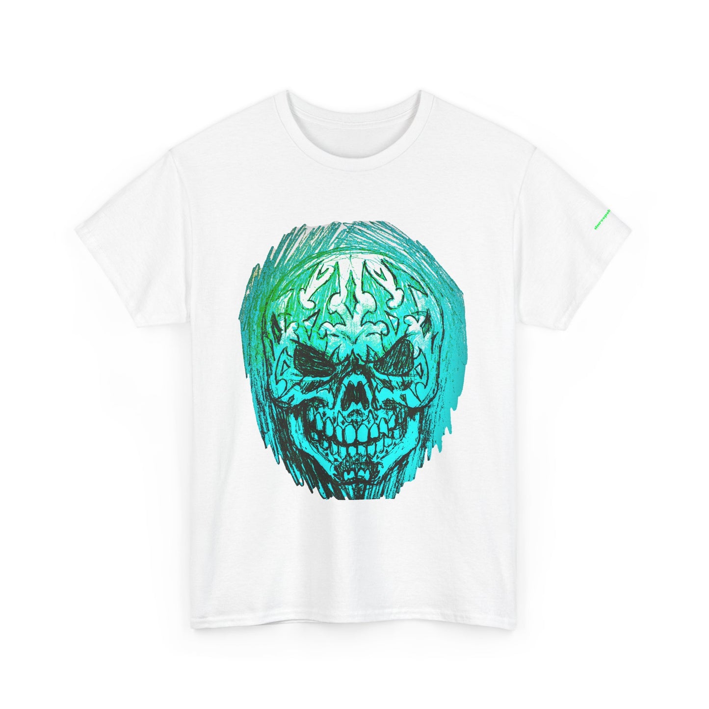 Vibrant Green Skull Graphic Tee - Unisex Heavy Cotton