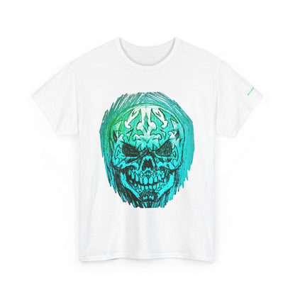 Vibrant Green Skull Graphic Tee - Unisex Heavy Cotton