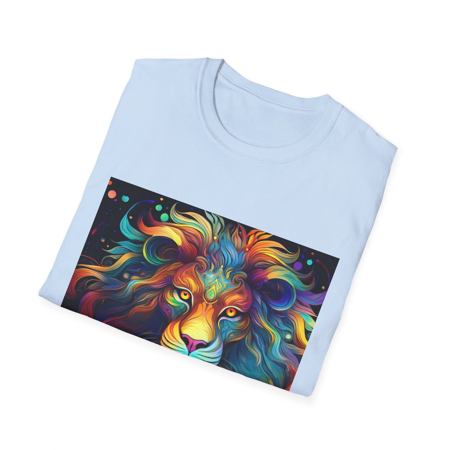 Colorful Leo Unisex Softstyle T-Shirt, Lion Graphic Tee for Animal Lovers, Astrology Shirt, Bold Art Wear, Gift for Leo Zodiac Fans