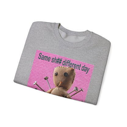 Voodoo Doll Funny Graphic Crewneck Sweatshirt, Casual Everyday Wear, Perfect Gift for Friends & Family, Humor, Quirky Style, Unisex