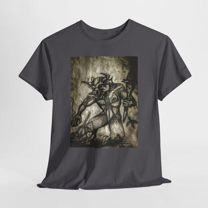 Black and White Mystical  Design Bull andCat Unisex Tee