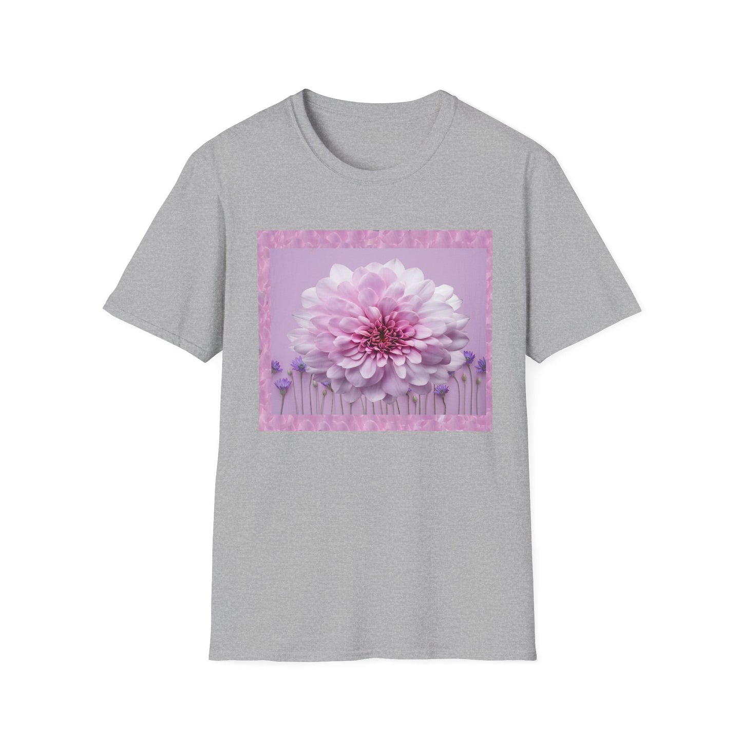 Pink Floral Art Unisex T-Shirt, Softstyle Tee, Summer Fashion, Gift for Her, Floral Shirt, Casual Wear