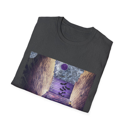 Mystical Stairway Bats Unisex T-Shirt - Softstyle Tee for Dreamers, Perfect for Gifting, Spiritual Occasions, Casual Wear, Art Lovers, [...]