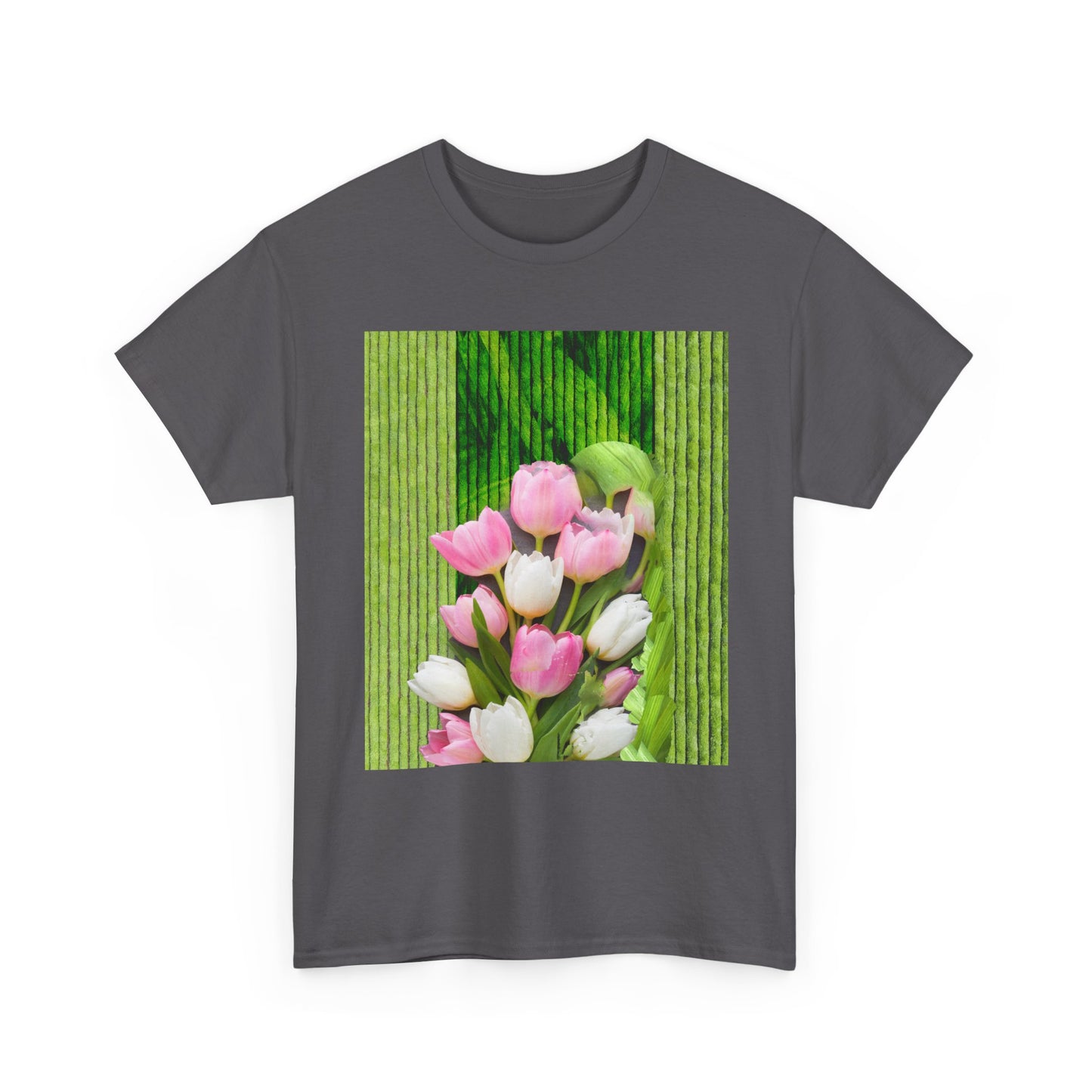 Textured Tulips Unisex Heavy Cotton Tee - Vibrant Spring Blossom T-Shirt, Everyday Wear, Gift for Plant Lovers, Mother's Day Apparel, [...]