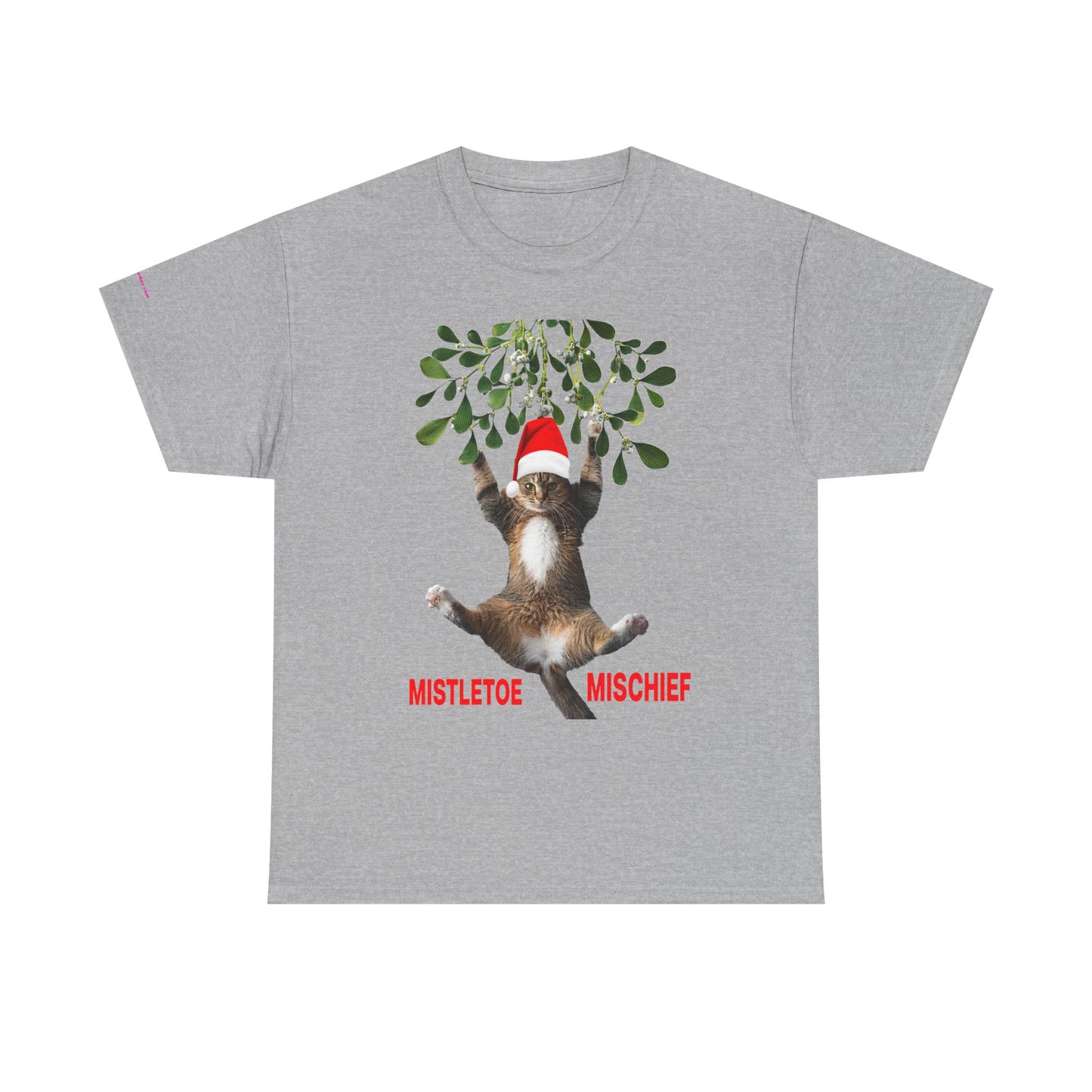 Christmas Cat & Mistletoe Tee — "Mistletoe Mischief" Holiday T-Shirt