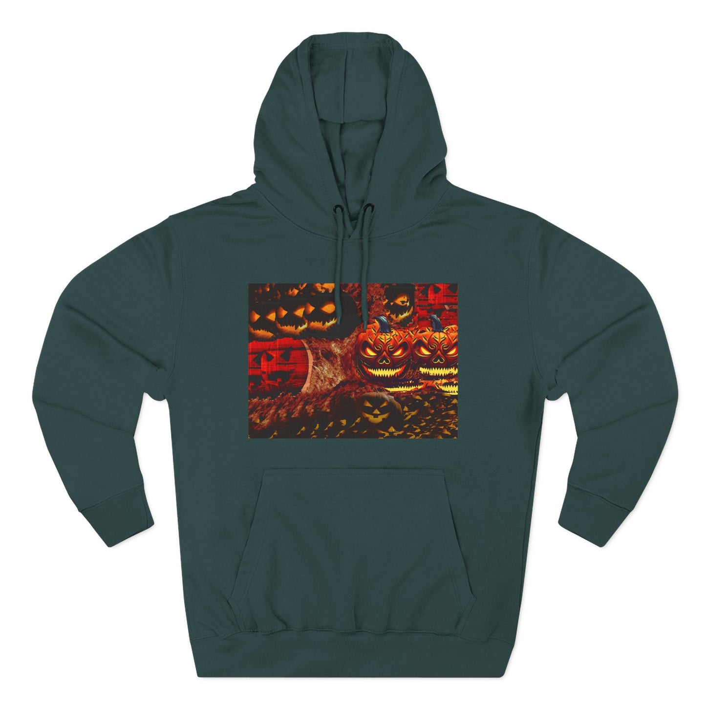 Halloween Distorted Pumpkin Three-Panel Fleece Hoodie