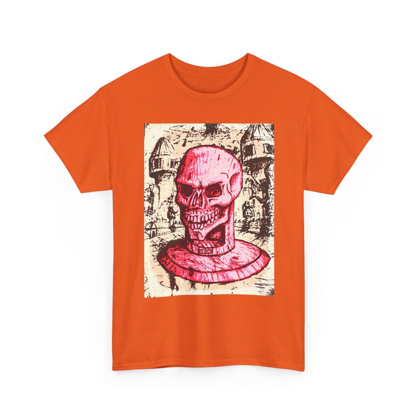 Vibrant Skull Graphic Tee, Unisex Heavy Cotton Shirt, Art Tee, Halloween Apparel, Edgy Casual Wear, Unique Gift