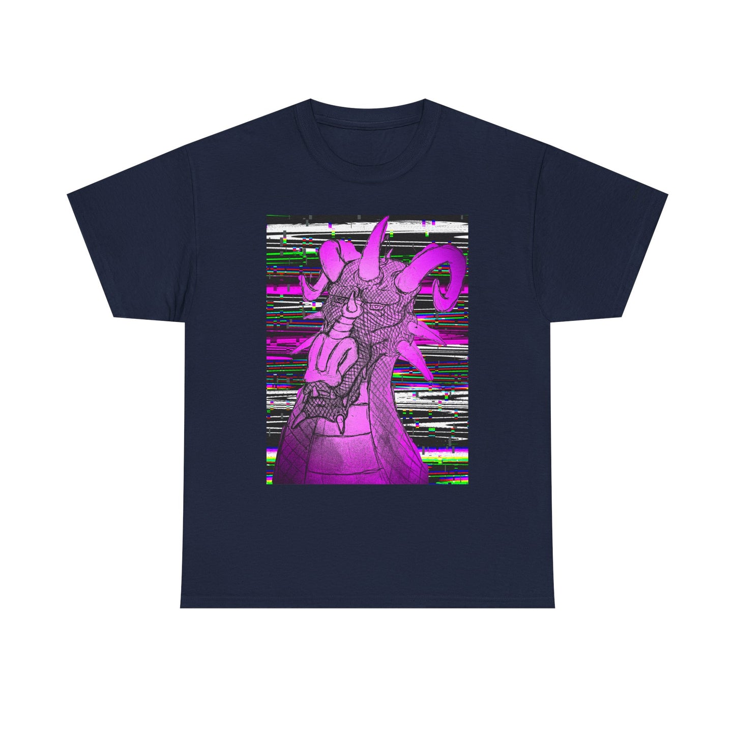 Vaporwave Dragon T-Shirt — Glitch Art Neon Purple Dragon Tee