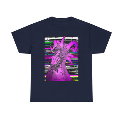 Vaporwave Dragon T-Shirt — Glitch Art Neon Purple Dragon Tee