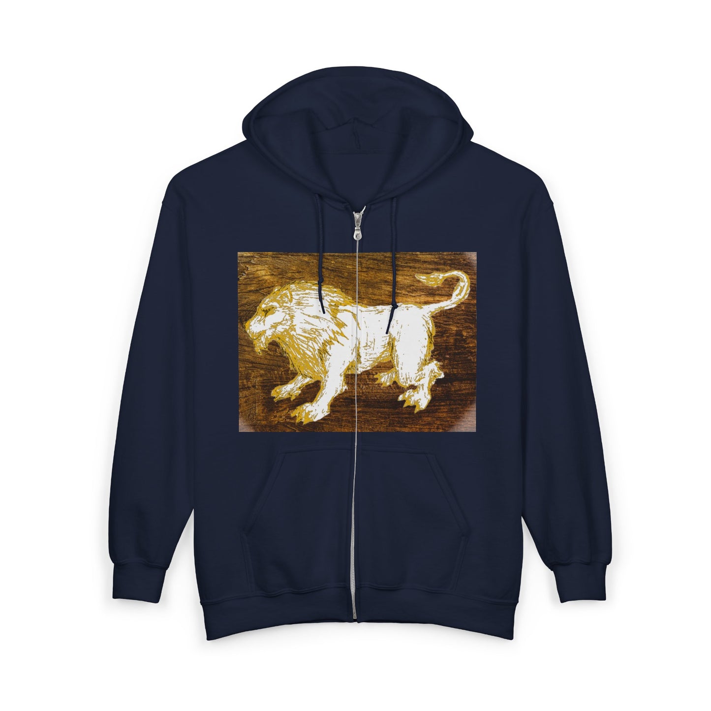 Majestic Lion Zip-Up Sweatshirt - Unisex Full Zip Hoodie, Animal Lover Gift, Warm Outerwear, Birthday, Wildlife Apparel, Adventure Gear