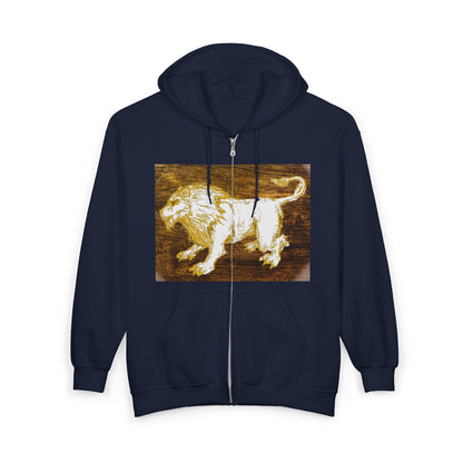 Majestic Lion Zip-Up Sweatshirt - Unisex Full Zip Hoodie, Animal Lover Gift, Warm Outerwear, Birthday, Wildlife Apparel, Adventure Gear
