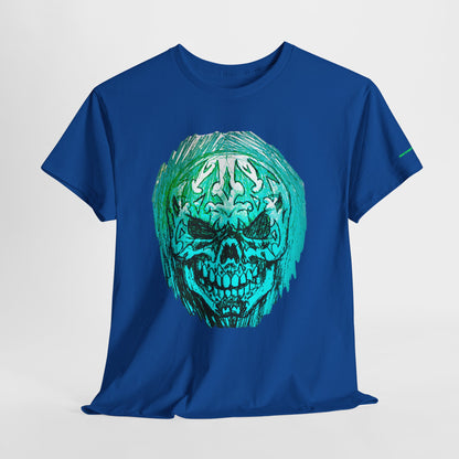Vibrant Green Skull Graphic Tee - Unisex Heavy Cotton