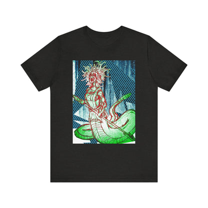 Mythic Serpent Goddess Tee — Neon Medusa Illustration T-Shirt
