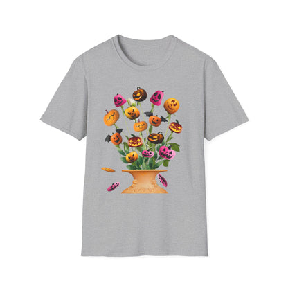 Halloween Pumpkin Bouquet T-Shirt, Cute Fall Tee, Unisex Graphic Shirt, Ideal for Halloween Parties, Seasonal Gift Idea
