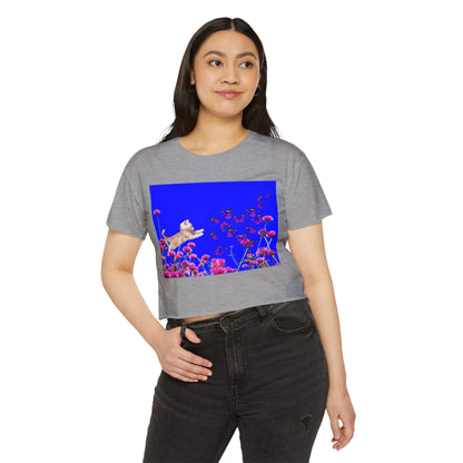 KITTY PLAYS WITH BUTTERFLIES Festival Crop Top