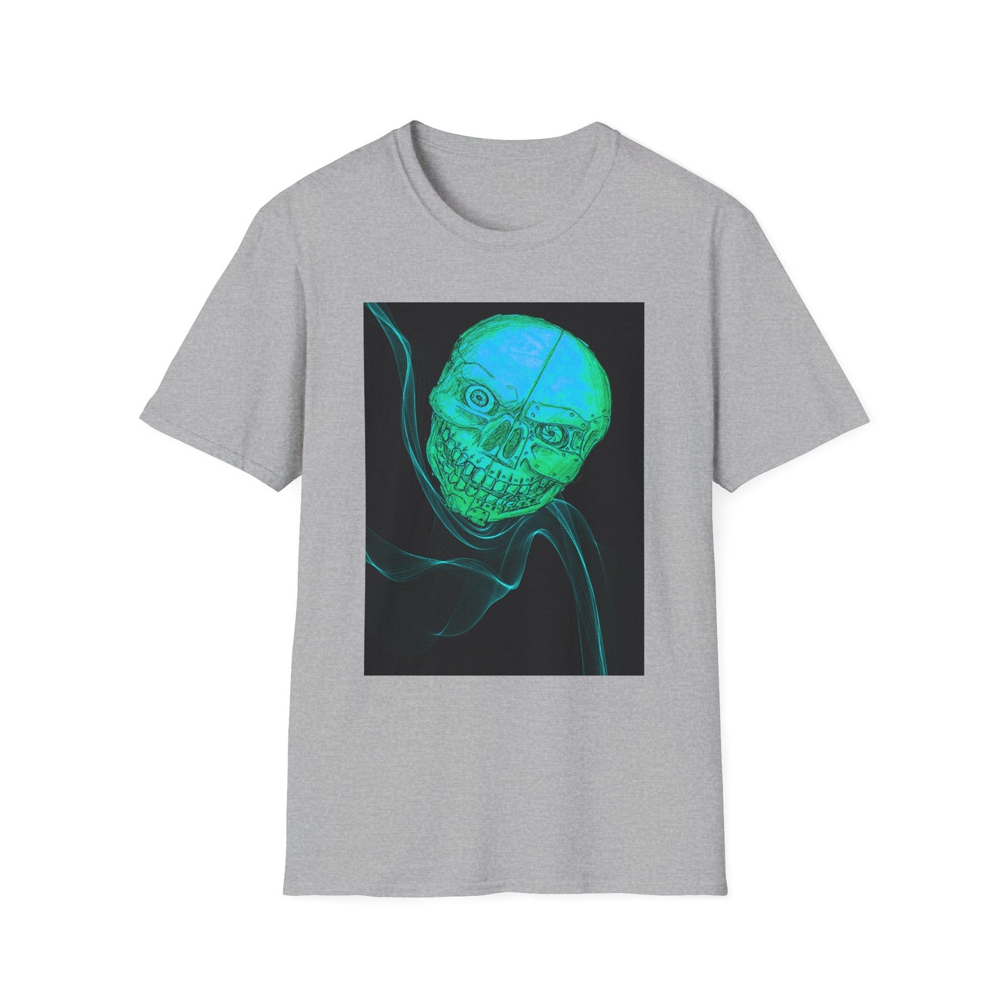 Glow-in-the-Dark floating vibe Skull T-Shirt, Creepy Halloween Tee, Unisex Softstyle Top, Spooky Gift for Teens, Unique Graphic Shirt