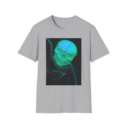 Glow-in-the-Dark floating vibe Skull T-Shirt, Creepy Halloween Tee, Unisex Softstyle Top, Spooky Gift for Teens, Unique Graphic Shirt