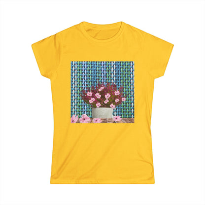 Peonies Tweed Bouquet Softstyle Tee for Women, Floral T-Shirt, Casual Wear, Gift for Her, Spring Outfit, Everyday Style
