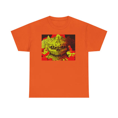 Skull Flame Graphic Tee — Neon Horror Skull T-Shirt