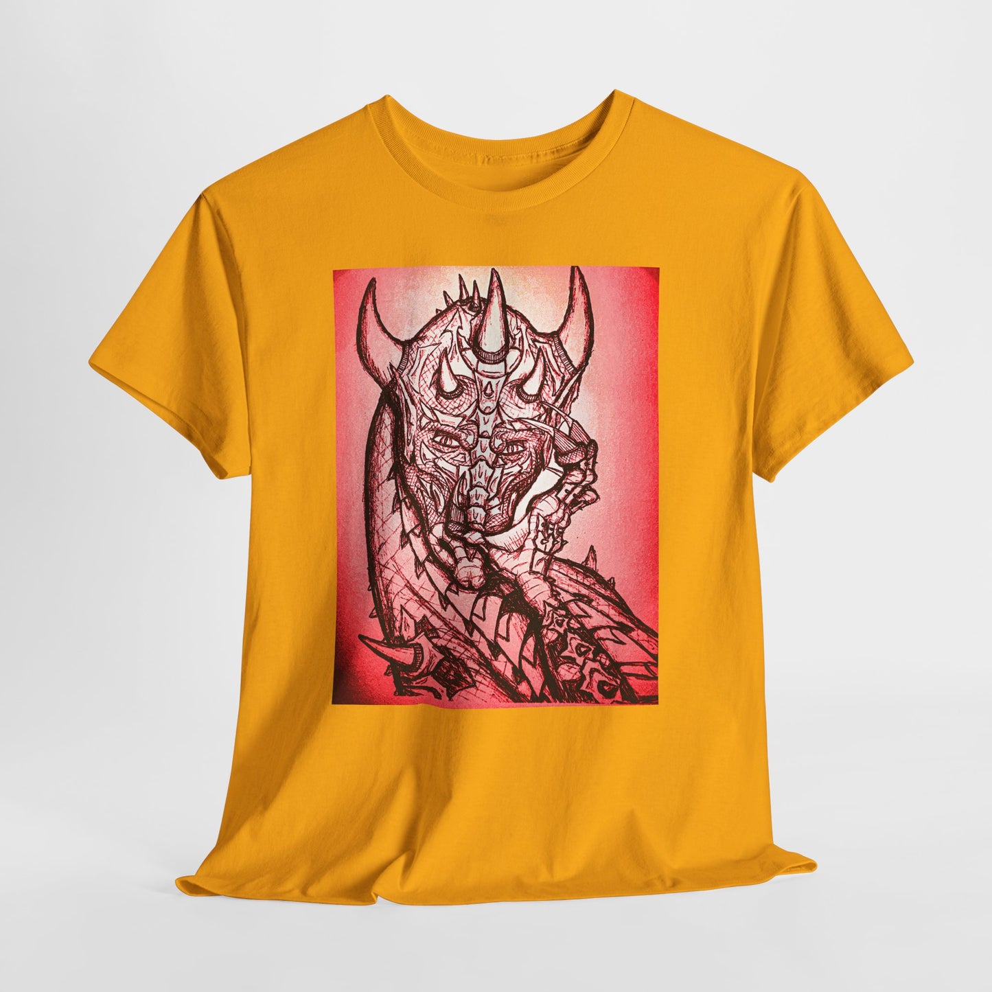 Bold Graphic Tee with Gothic Dragon Design, Unisex Cotton Shirt, Unique Art Tee, Oversized Casual Top, Gift for Art Lovers
