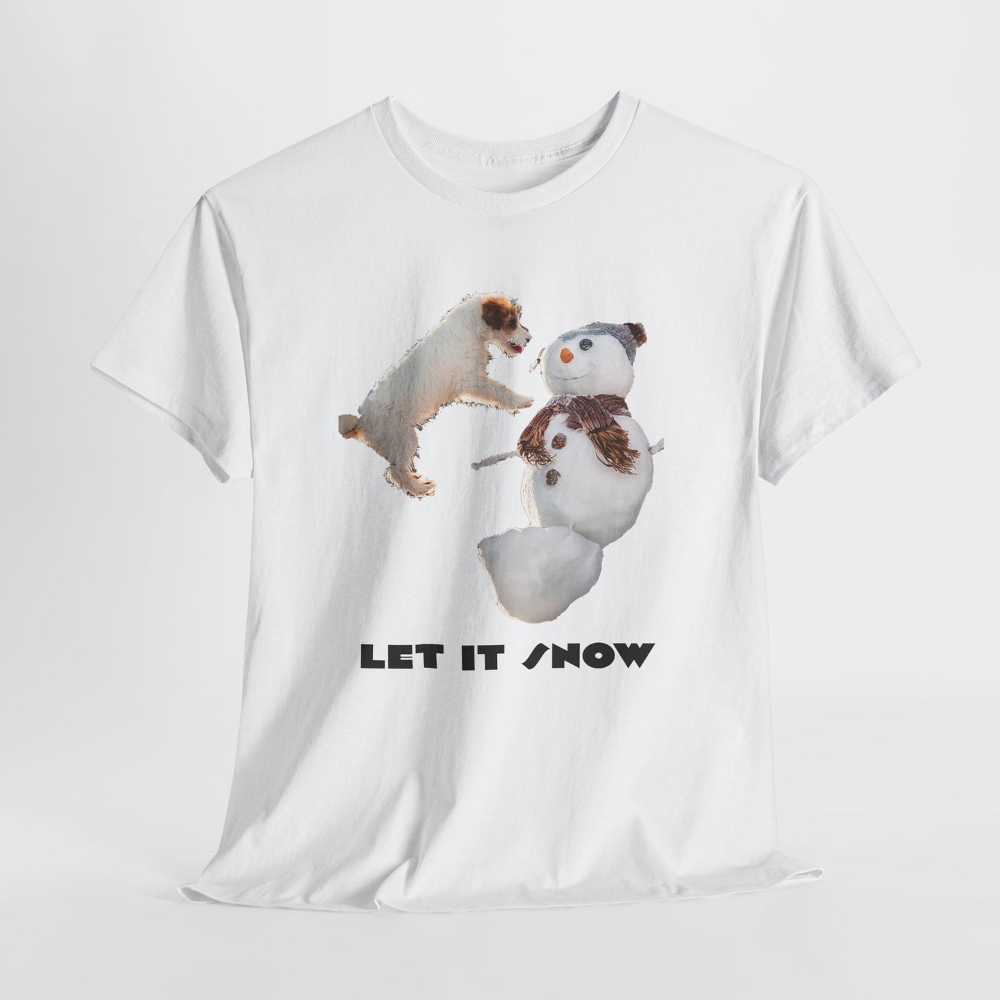 Let It Snow Dog & Snowman Tee — Funny Cute Holiday T-Shirt